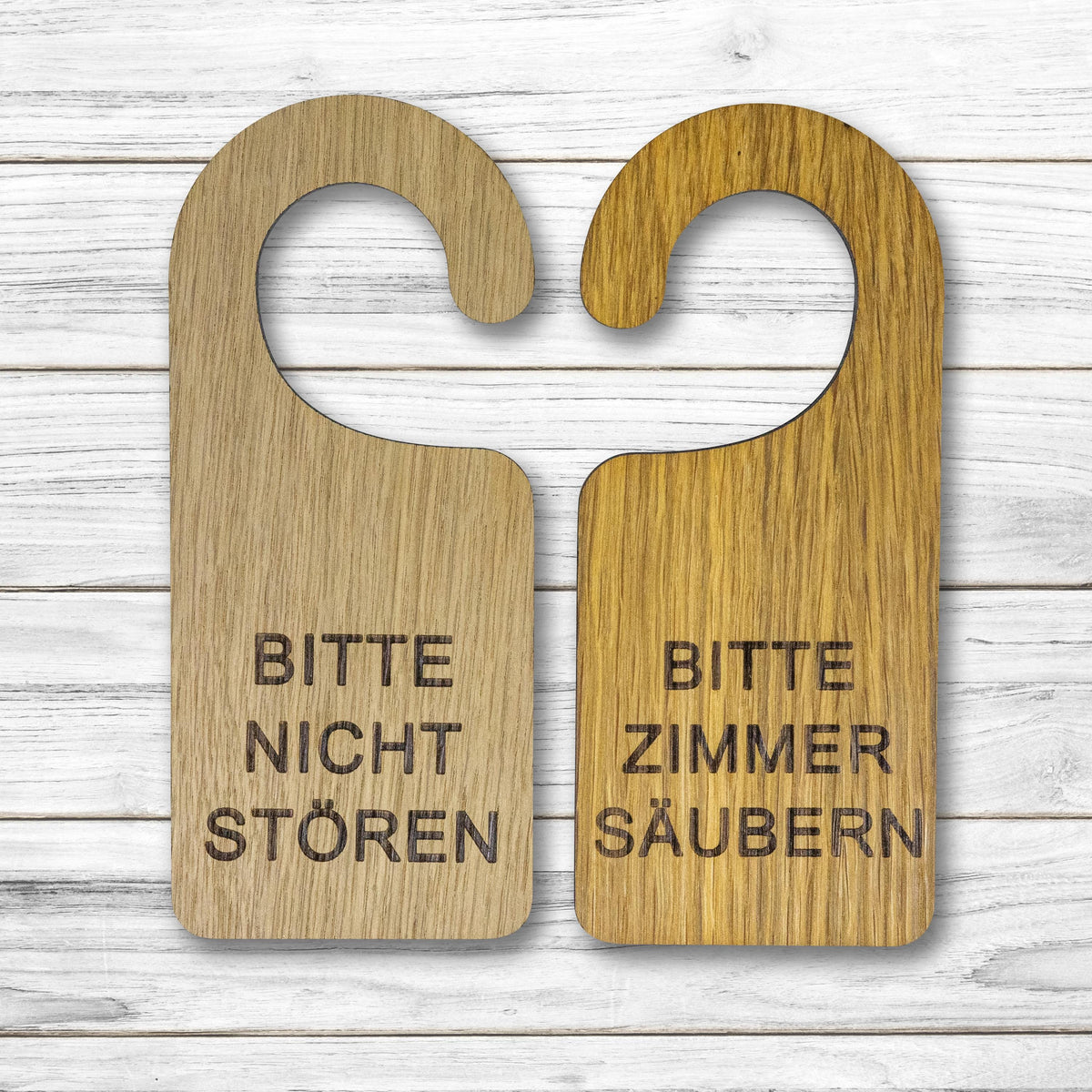 Türanhänger aus Holz • Klinkenschild • Türschild • bitte nicht stören • bitte Zimmer säubern - Wunschgravur • Eiche geölt oder natur