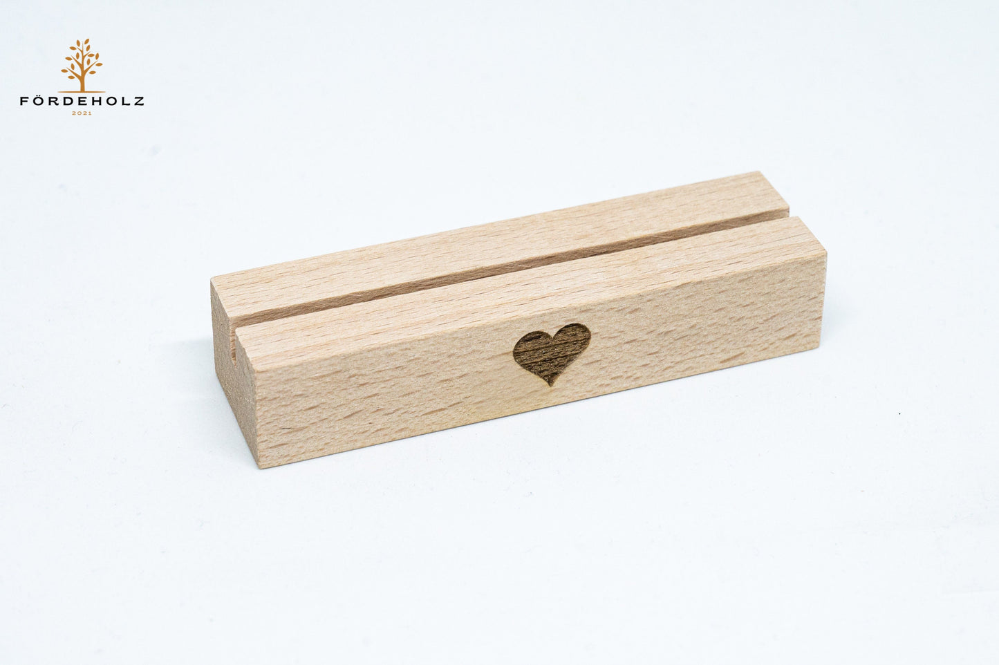 Foto- und Kartenhalter aus Holz, Holzkartenhalter, Kartenaufsteller, Buchenholz "Herz" Geschenk Valentinstag