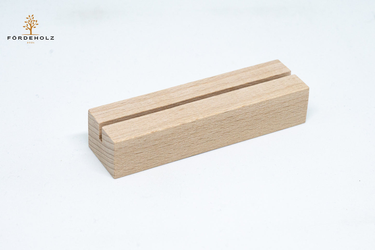 Postkarte Flensburg Ostufer Nachtaufnahme auf Wunsch mit Kartenhalter aus Buchenholz