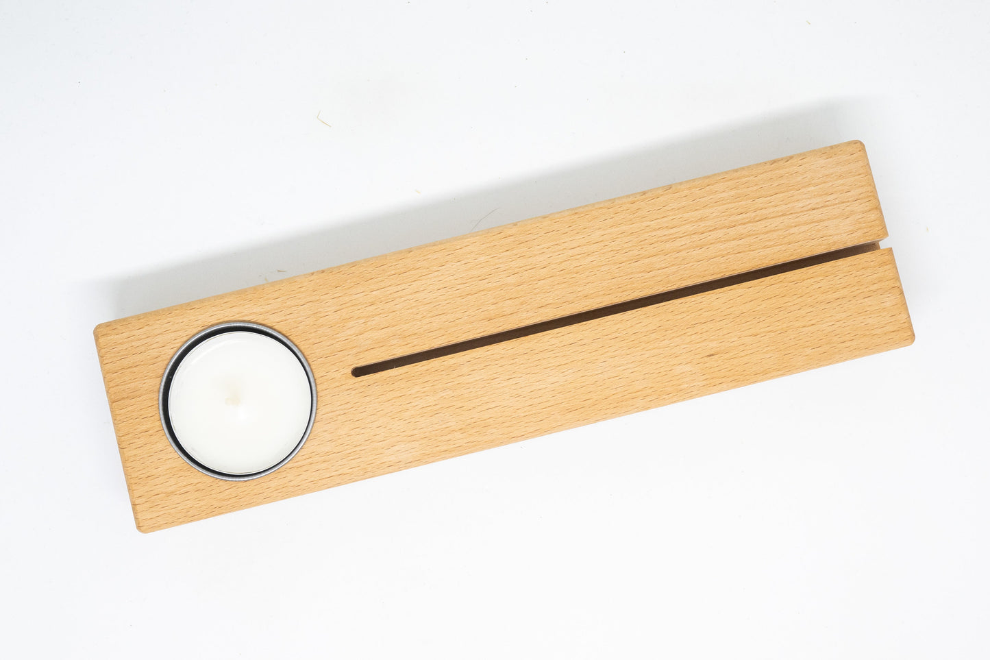 Kartenhalter Fotohalter aus Buchenholz mit Einfassung für ein Teelicht • individuelle Gravur • Teelichthalter