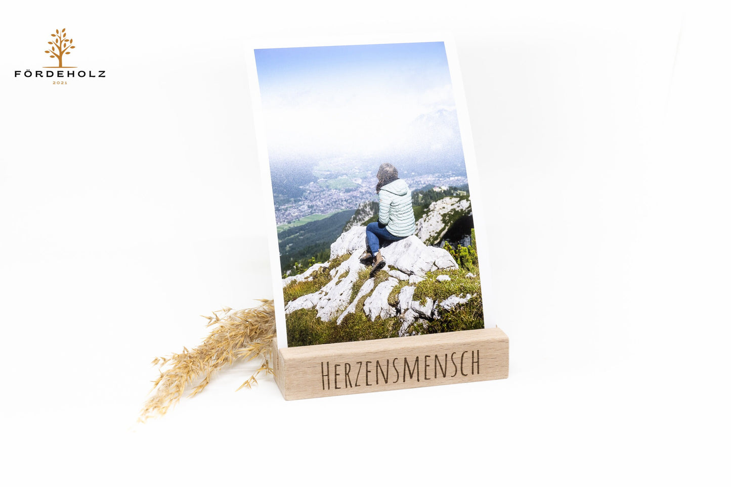 Kartenhalter Valentinstag aus Buchenholz - Gravur Lieblingsmensch oder Herzensmensch - Liebe, Romantik, Geschenk Valentinstag