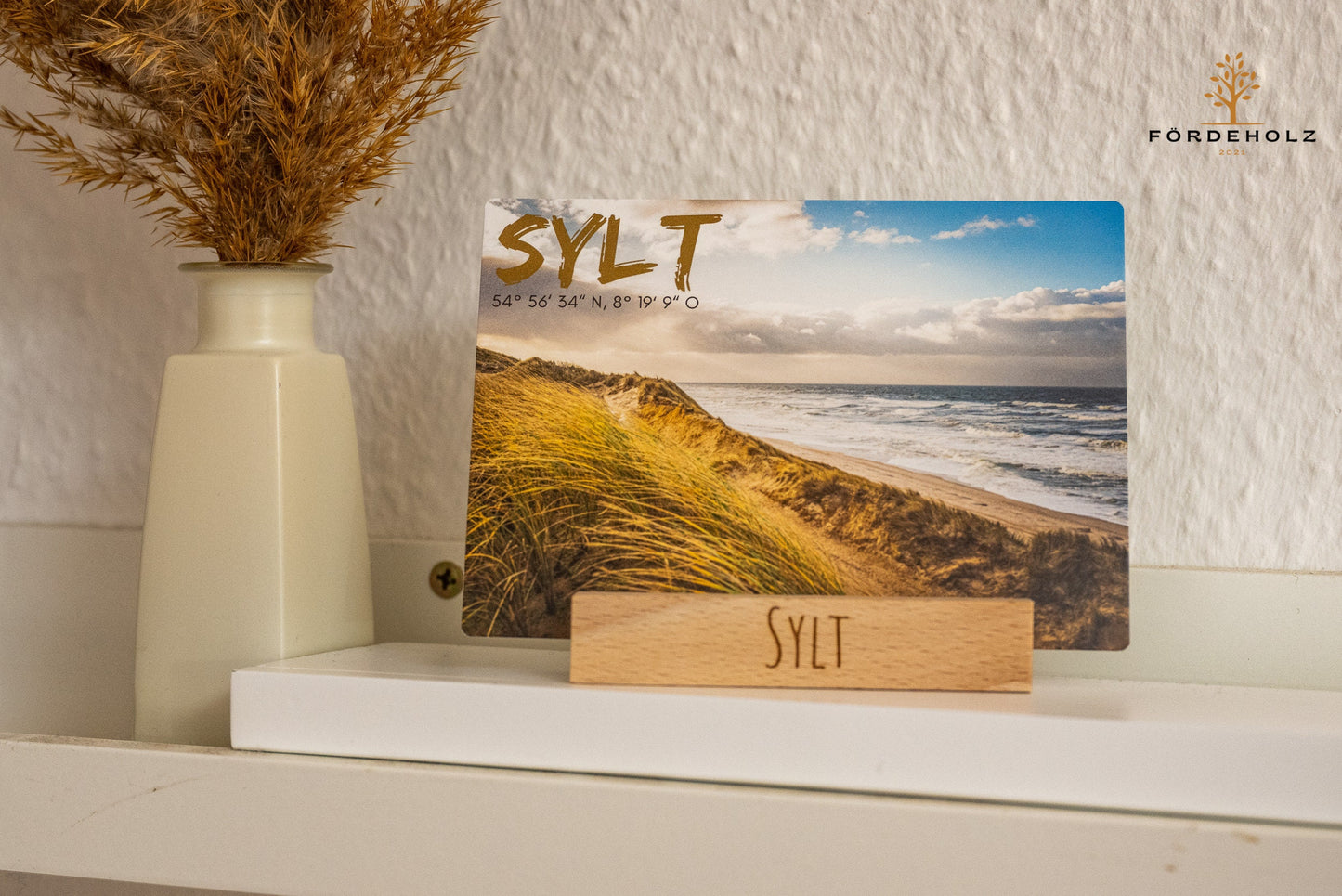 5er Set Sylt Postkarten - auf Wunsch mit passendem Kartenhalter aus Buchenholz