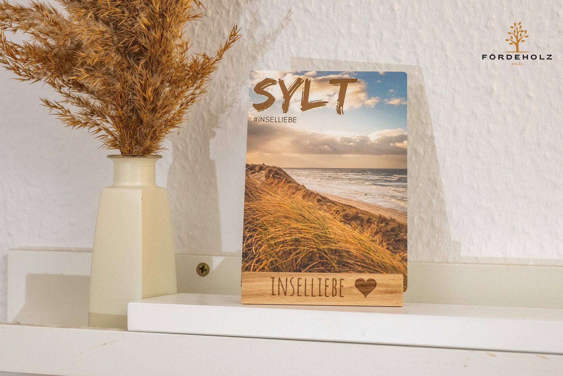 5er Set Sylt Postkarten - auf Wunsch mit passendem Kartenhalter aus Buchenholz