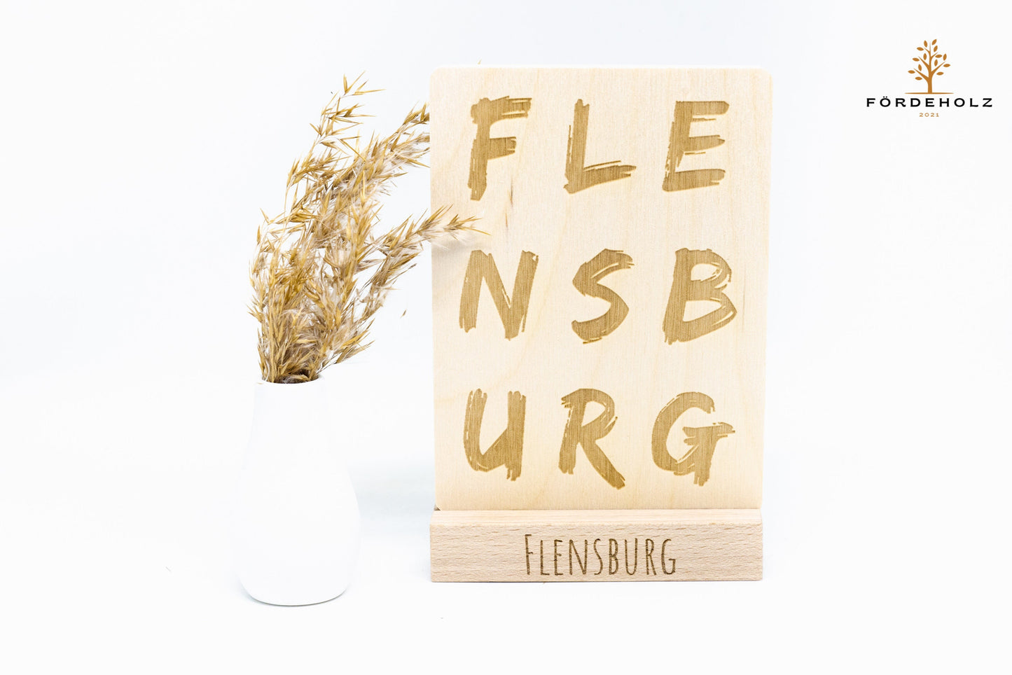 Holzpostkarte Flensburg - Postkarte aus Holz - Holzkarte - Ansichtskarte