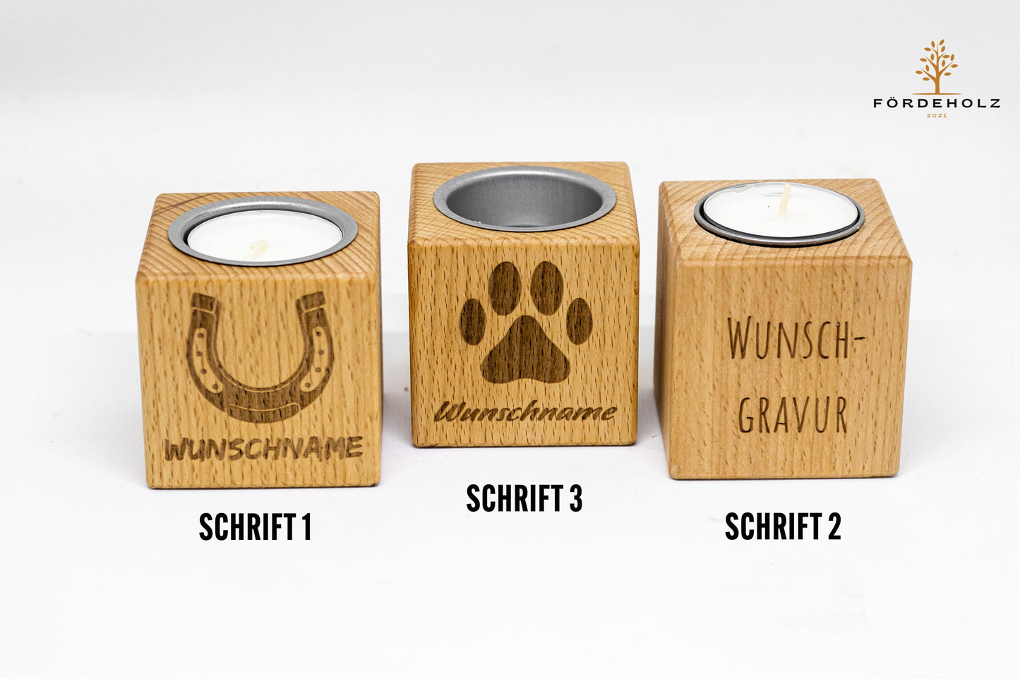 Trauerlicht Pferd - Teelichthalter aus Buchenholz • mit Wunschgravur • Gedenkkerze • Trauerlicht • Windlicht • Teelicht