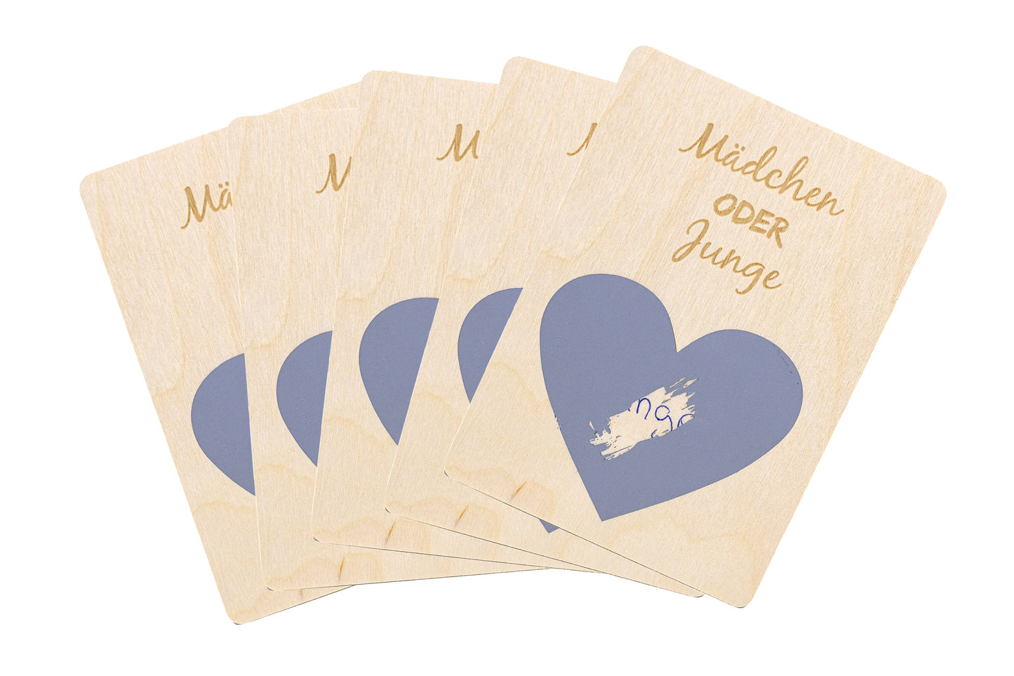 5er Set • Rubbelkarte Holz zum selber beschriften • "Mädchen oder Junge" • Holzpostkarte • Rubbellos • Gender Reveal • Gutschein • 10x14cm