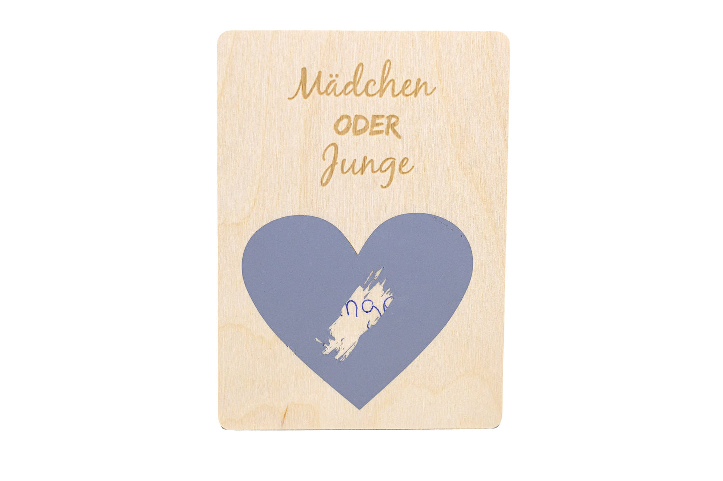 5er Set • Rubbelkarte Holz zum selber beschriften • "Mädchen oder Junge" • Holzpostkarte • Rubbellos • Gender Reveal • Gutschein • 10x14cm