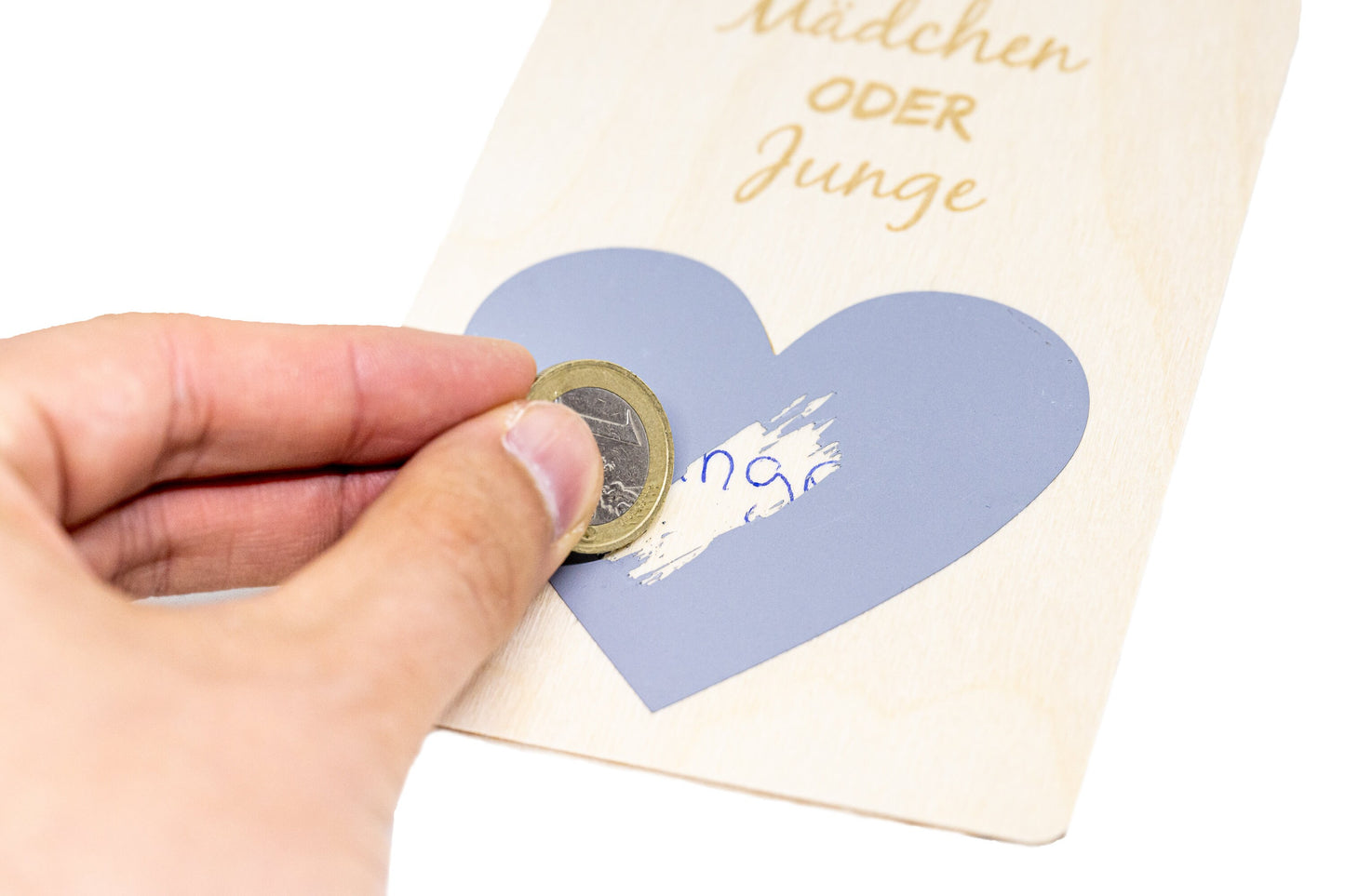 5er Set • Rubbelkarte Holz zum selber beschriften • "Mädchen oder Junge" • Holzpostkarte • Rubbellos • Gender Reveal • Gutschein • 10x14cm