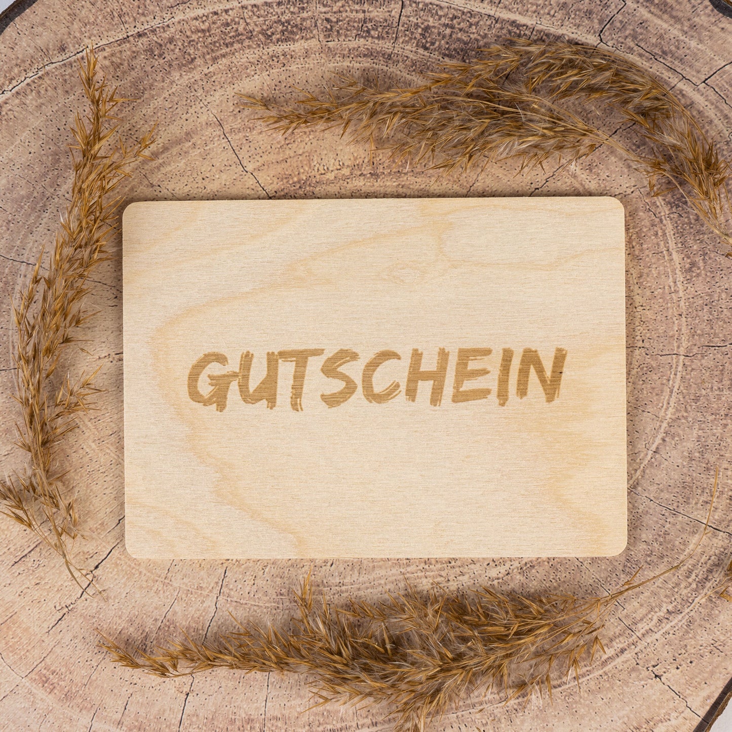 Gutschein aus Holz - Holzgutschein - Holzpostkarte - 14x10 cm - Geschenkgutschein - individuell - gravierbar - personalisierbar