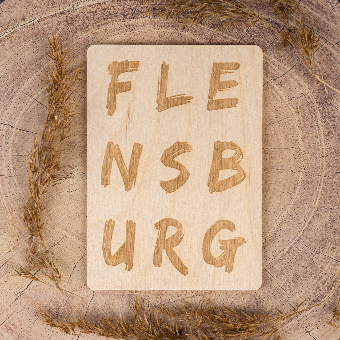 Holzpostkarte Flensburg - Postkarte aus Holz - Holzkarte - Ansichtskarte