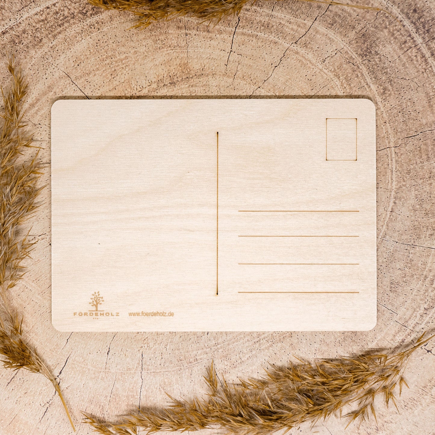 Holzpostkarte Flensburg mit Koordinaten - Postkarte aus Holz - Koordinaten - Holzkarte