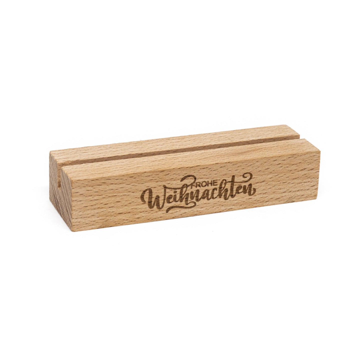Kartenhalter aus Buchenholz • Frohe Weihnachten • Foto- und Kartenhalter aus Holz • Holzkartenhalter • Kartenaufsteller • Buchenholz