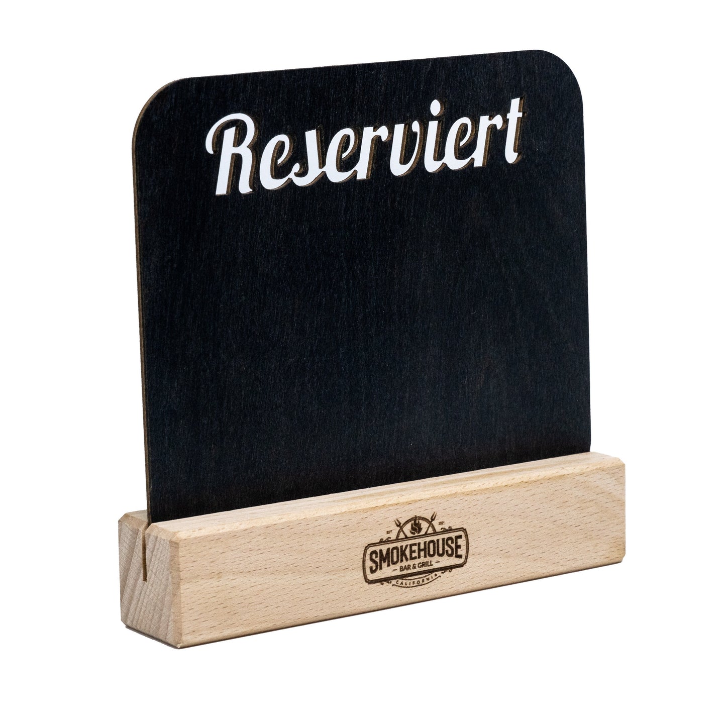 Holz Tischaufsteller aus Buche mit Kreidetafel • Reserviert • Gastronomie • Restaurant • Tischreservierung • mit individueller Lasergravur