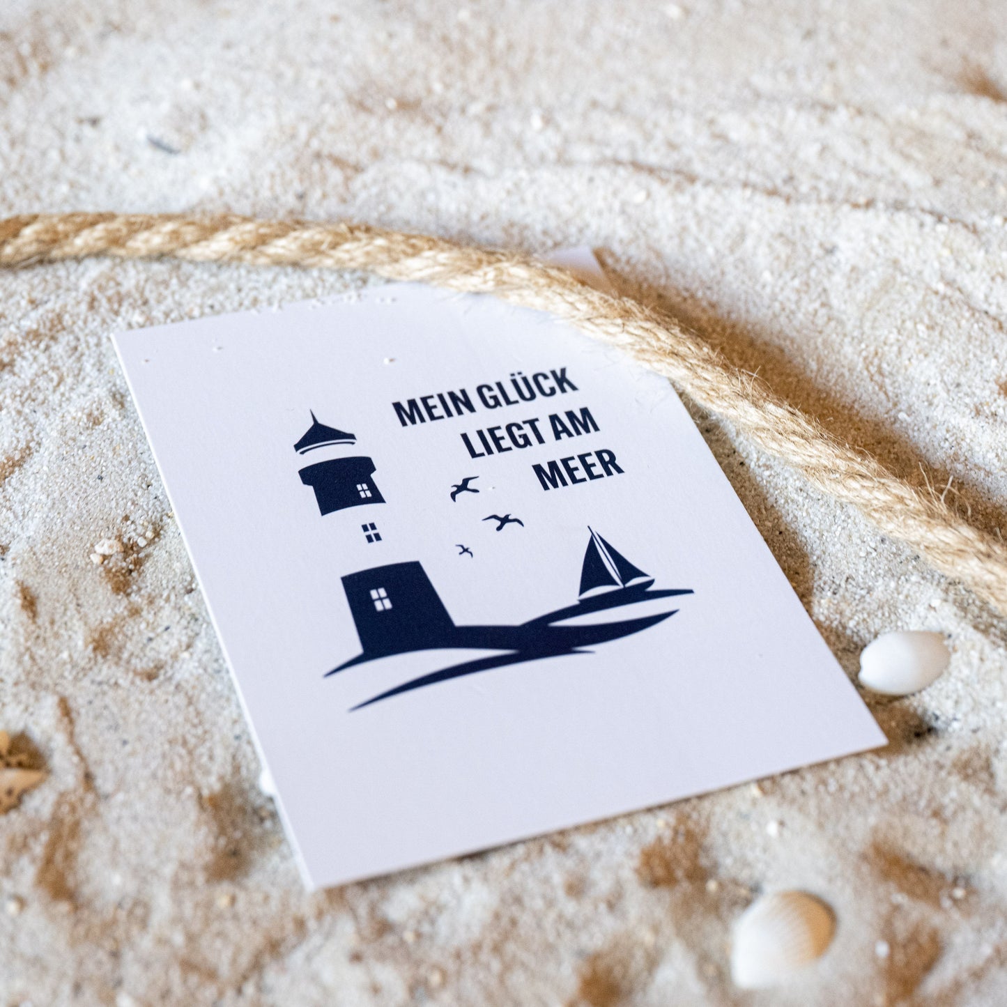 Postkarte • Ansichtskarte • norddeutsche Grußkarte • maritim "Mein Glück liegt am Meer" - DIN A6