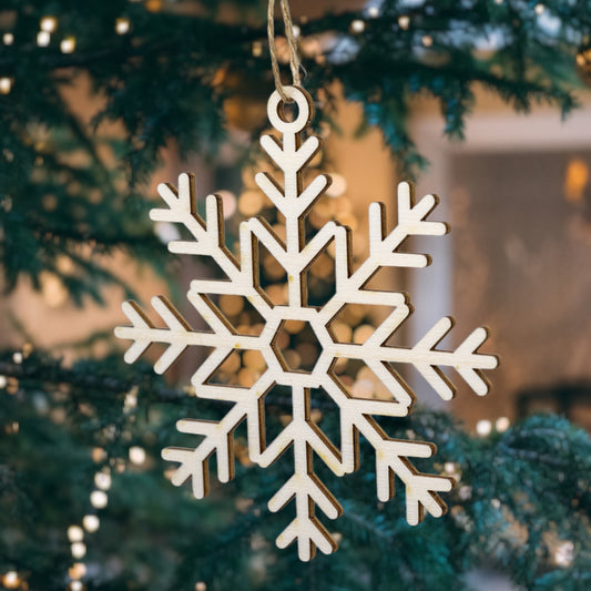 Holzanhänger Schneeflocke - Weihnachtsbaumanhänger aus Holz - Weihnachtsstern