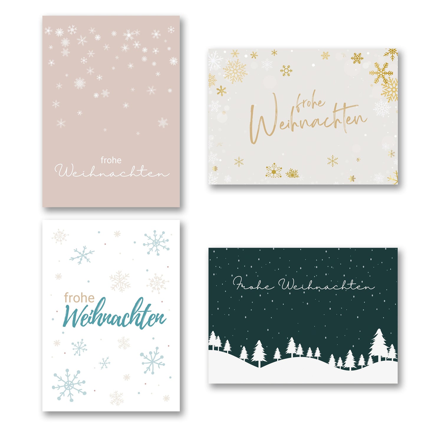 4er Set - Weihnachtskarten - Postkarte Weihnachten - DIN A6 - Frohe Weihnachten