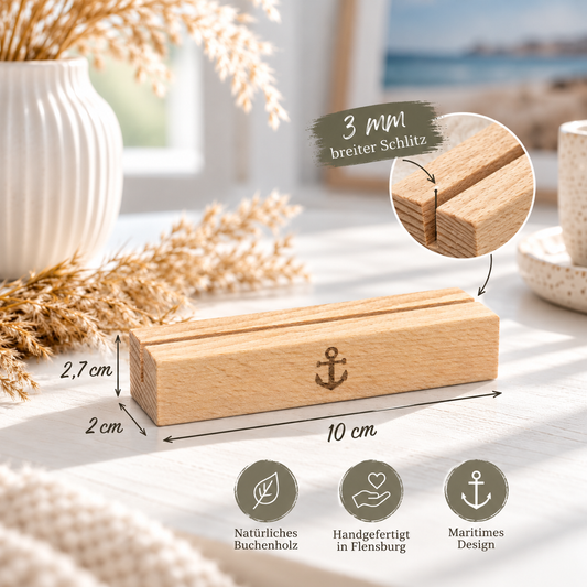 Kartenhalter aus Holz mit Ankergravur – Buche, 10 cm