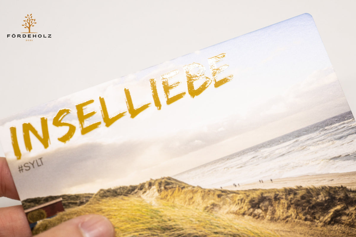 Postkarte "Inselliebe" - Sylt - mit partiellem UV Lack - auf Wunsch mit passendem Kartenhalter