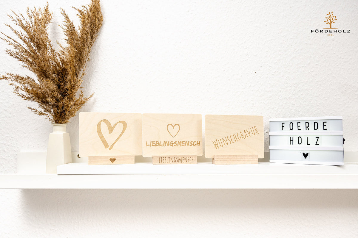 Holzpostkarte Valentinstag - Herz- Lieblingsmensch - Postkarte aus Holz - Holzkarte Valentinstag - Liebe