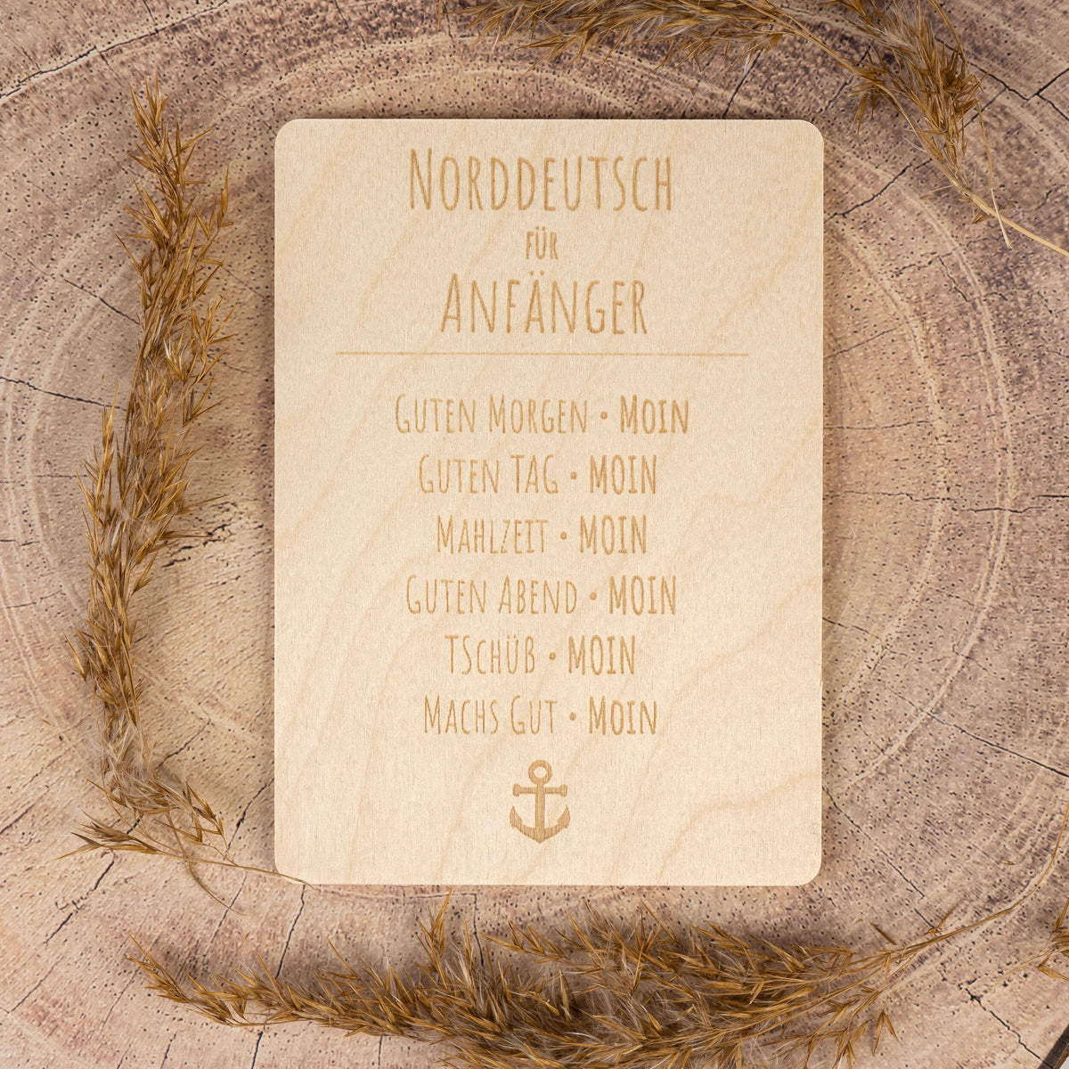 Holzpostkarte • Norddeutsch für Anfänger • maritim • Holzkarte • Postkarte mit maritimem Motiv - Lasergravur