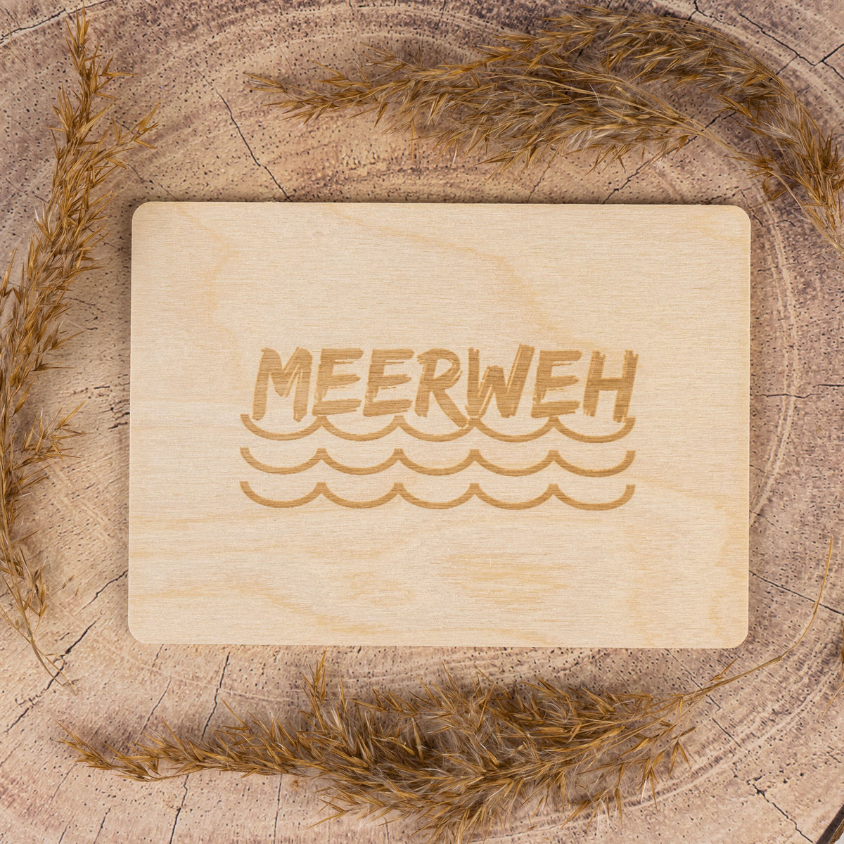 Holzpostkarte • Meerweh • maritim • Holzkarte • Postkarte mit maritimem Motiv - Lasergravur
