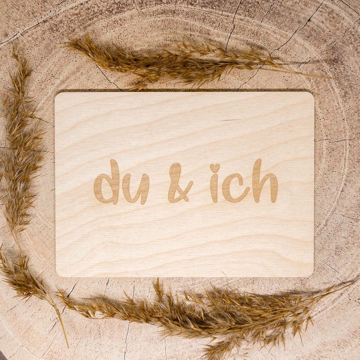 Holzpostkarte • du & ich • Postkarte • Holzkarte • Postkarte mit Lasergravur