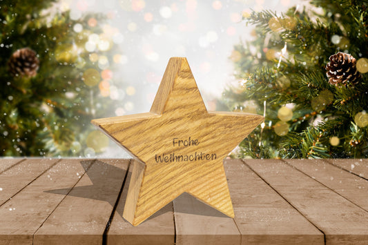 Holzstern • Weihnachtsstern • Esche • geölt • Weihnachtsdekoration • Stern • Deko • personalisierbar • mittelgroß