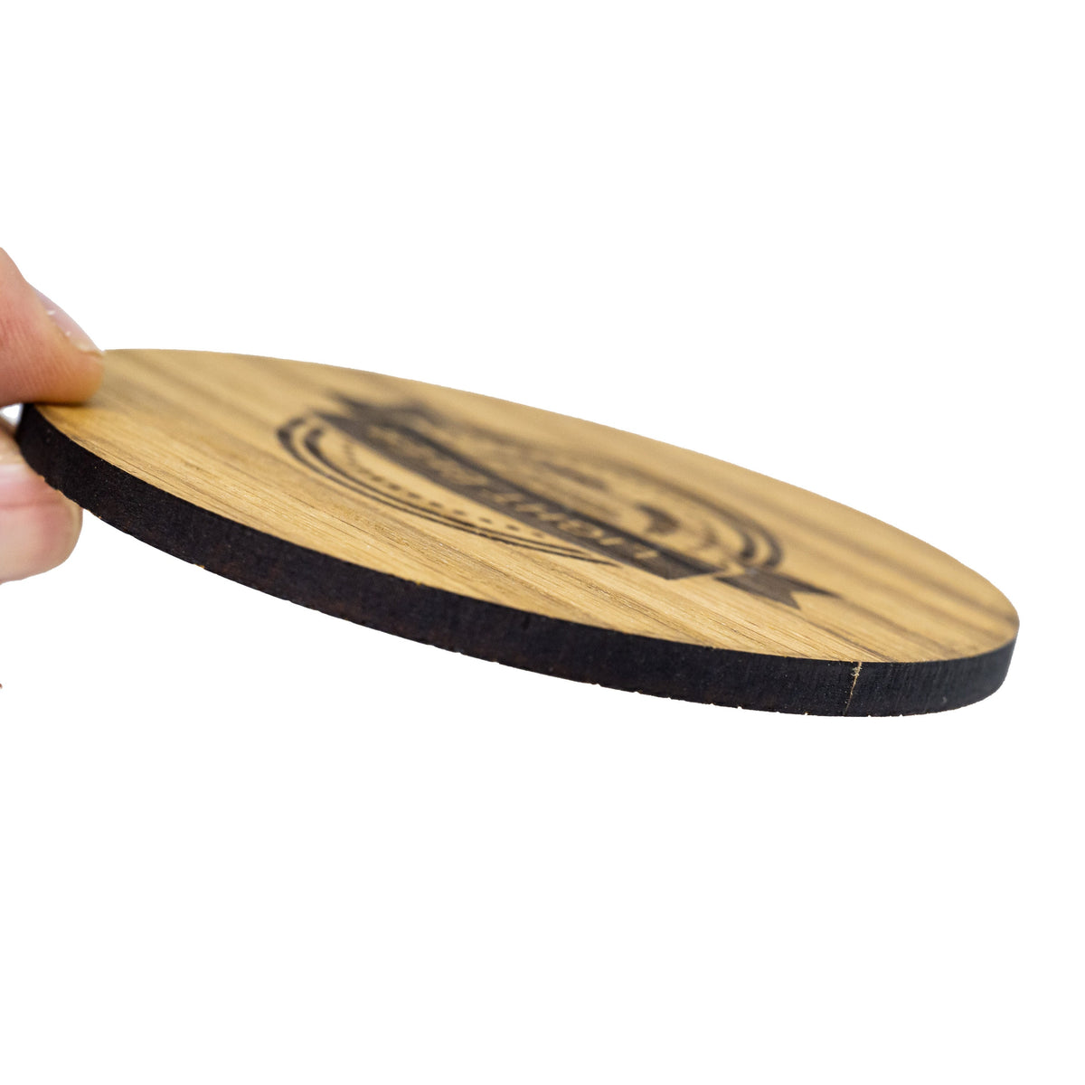 4er Set • Holz Untersetzer aus Eiche geölt 95mm • Glasuntersetzer • auf Wunsch mit individueller Gravur