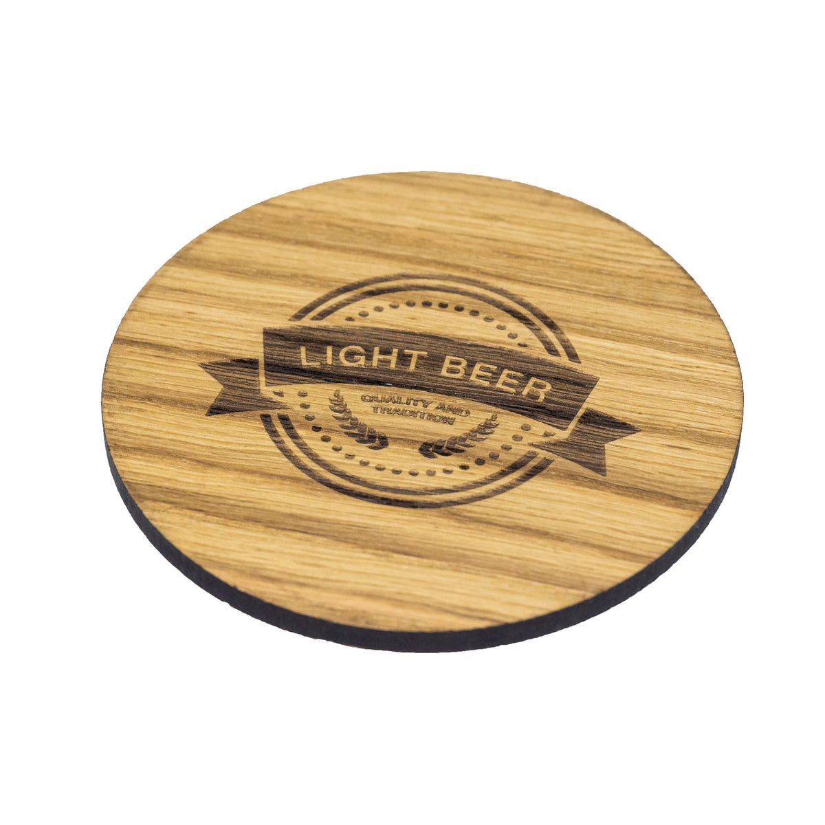 4er Set • Holz Untersetzer aus Eiche geölt 95mm • Glasuntersetzer • auf Wunsch mit individueller Gravur