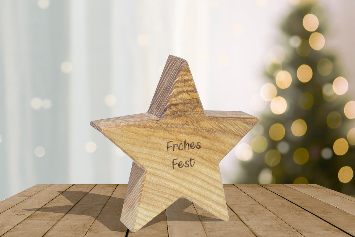 Holzstern • Weihnachtsstern • Esche • geölt • Weihnachtsdekoration • Stern • Deko • personalisierbar • mittelgroß
