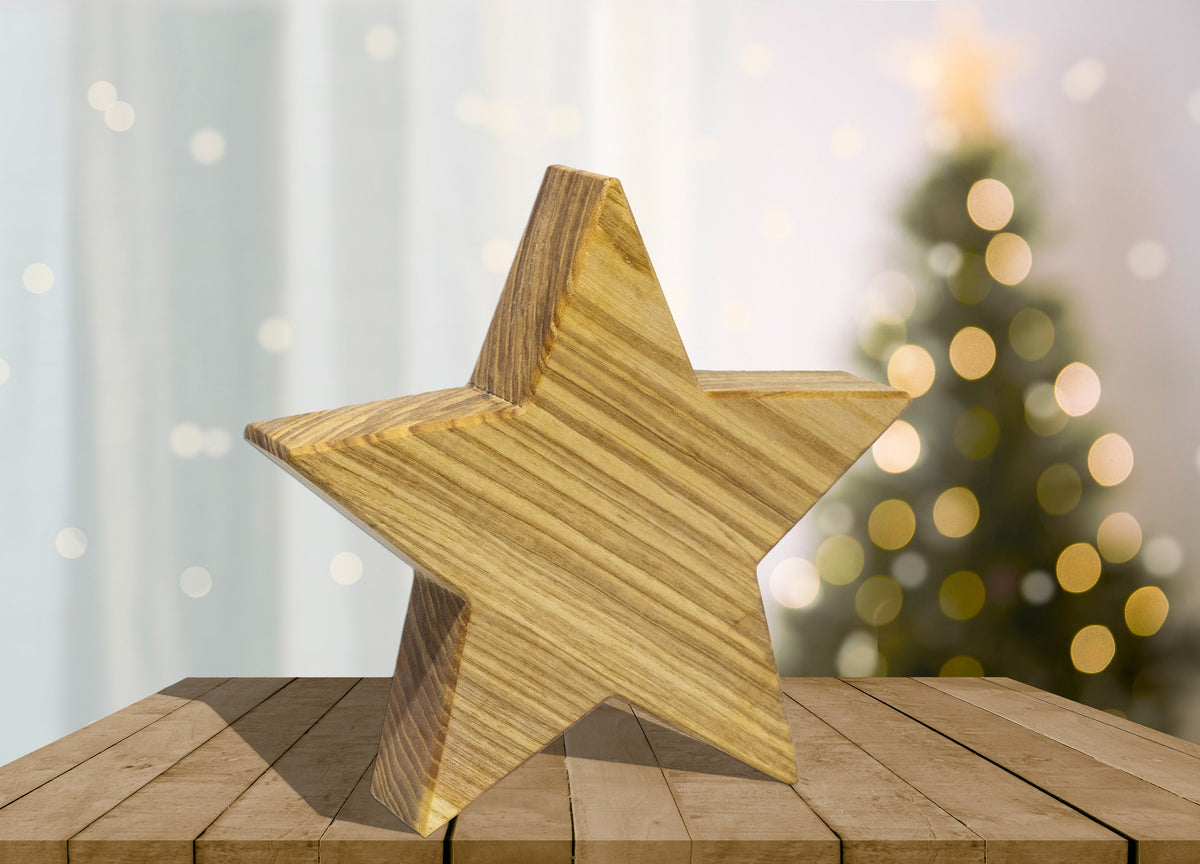 Holzstern • Weihnachtsstern • Esche • geölt • Weihnachtsdekoration • Stern • Deko • personalisierbar • mittelgroß