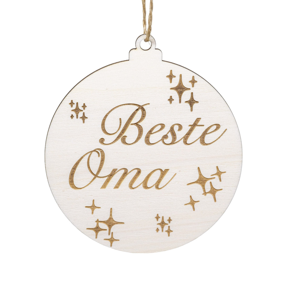 Holzanhänger Weihnachtskugel mit Namen personalisierbar - Weihnachtsbaumanhänger aus Holz