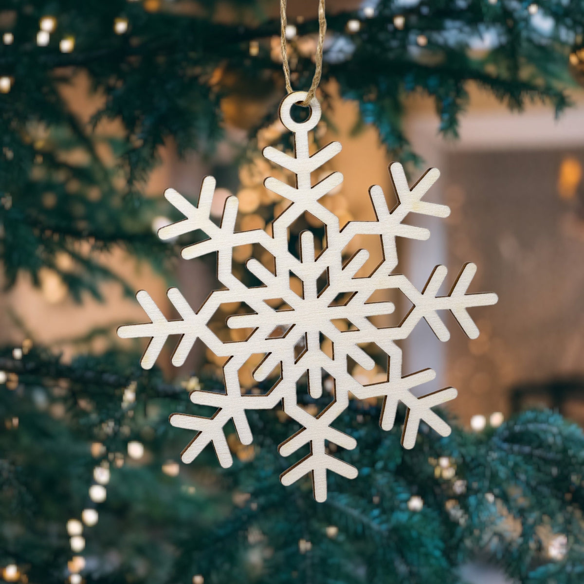 Holzanhänger Schneeflocke - Weihnachtsbaumanhänger aus Holz - Weihnachtsstern