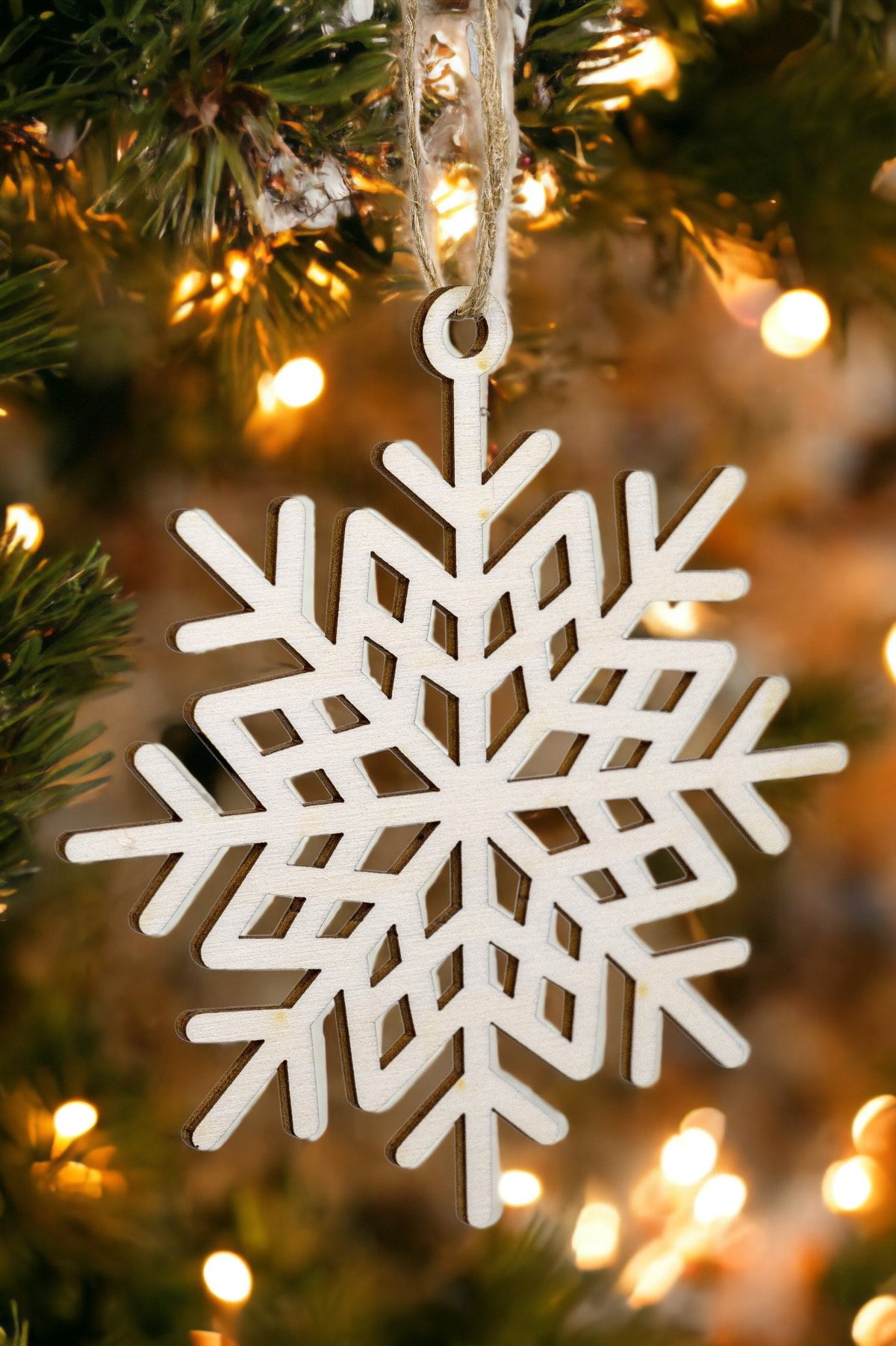 Holzanhänger Schneeflocke - Weihnachtsbaumanhänger aus Holz - Weihnachtsstern
