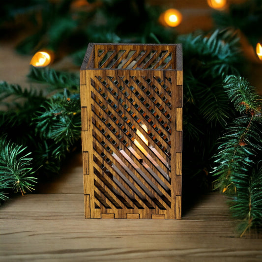 Holz Teelicht • Ambiente Licht • Eiche geölt • Teelichthalter • Windlicht • ca. 9cm