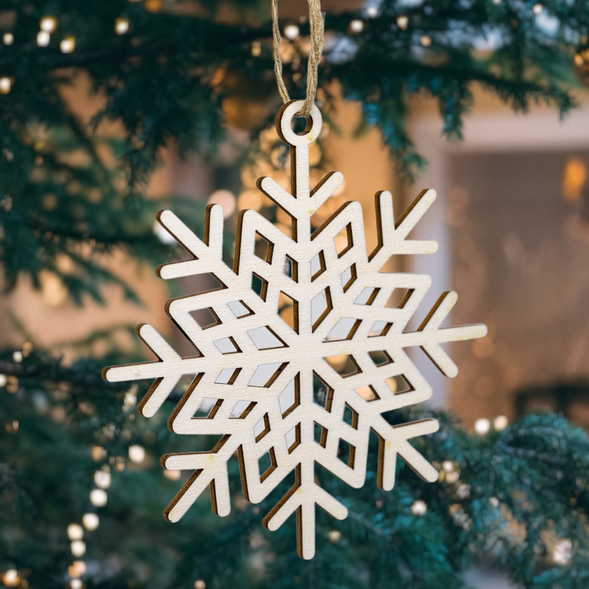 Holzanhänger Schneeflocke - Weihnachtsbaumanhänger aus Holz - Weihnachtsstern