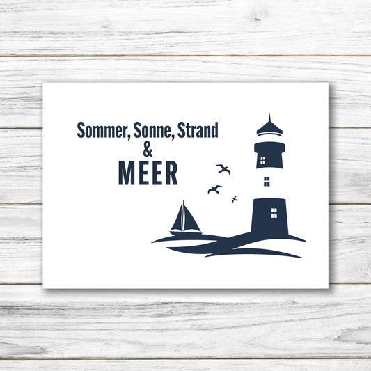 Postkarte • Ansichtskarte • norddeutsche Grußkarte • maritim "Sommer, Sonne, Strand & Meer" - DIN A6