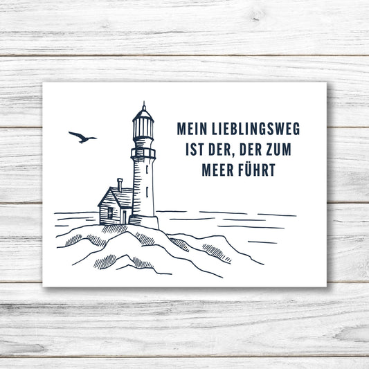 Postkarte • Ansichtskarte • norddeutsche Grußkarte • maritim "Lieblingsweg" - DIN A6