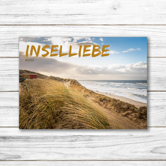 Postkarte "Inselliebe" - Sylt - mit partiellem UV Lack - auf Wunsch mit passendem Kartenhalter