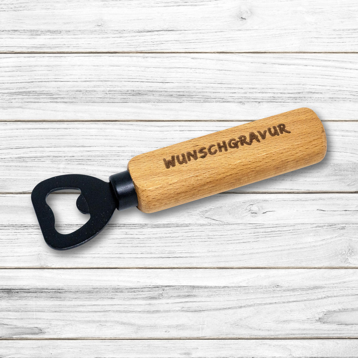 Flaschenöffner / Kapselheber mit schwarzer Edelstahl Klinge • FSC® Buche lackiert • individuelle Gravur • personalisiert