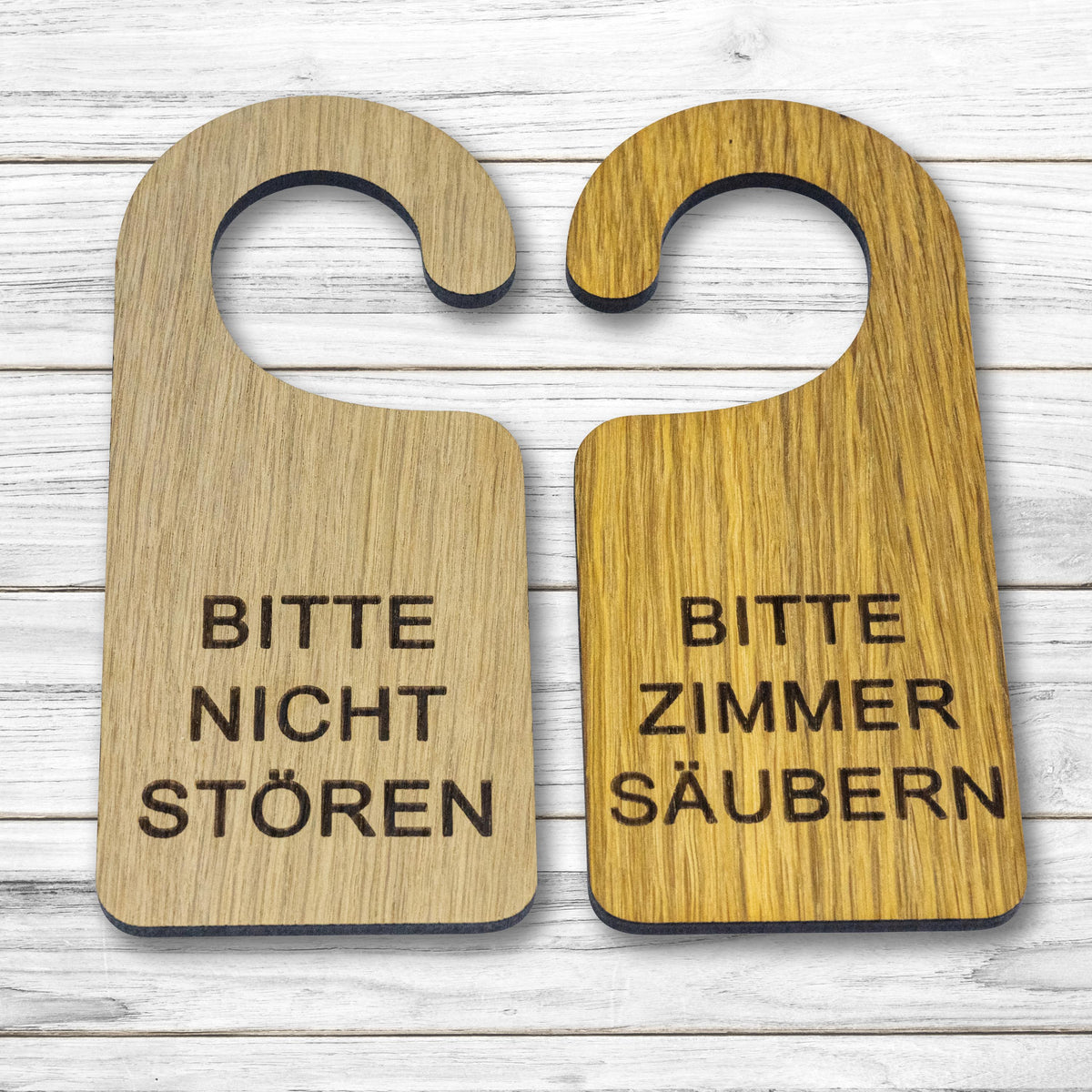 Türanhänger aus Holz • Klinkenschild • Türschild • bitte nicht stören • bitte Zimmer säubern - Wunschgravur • Eiche geölt oder natur