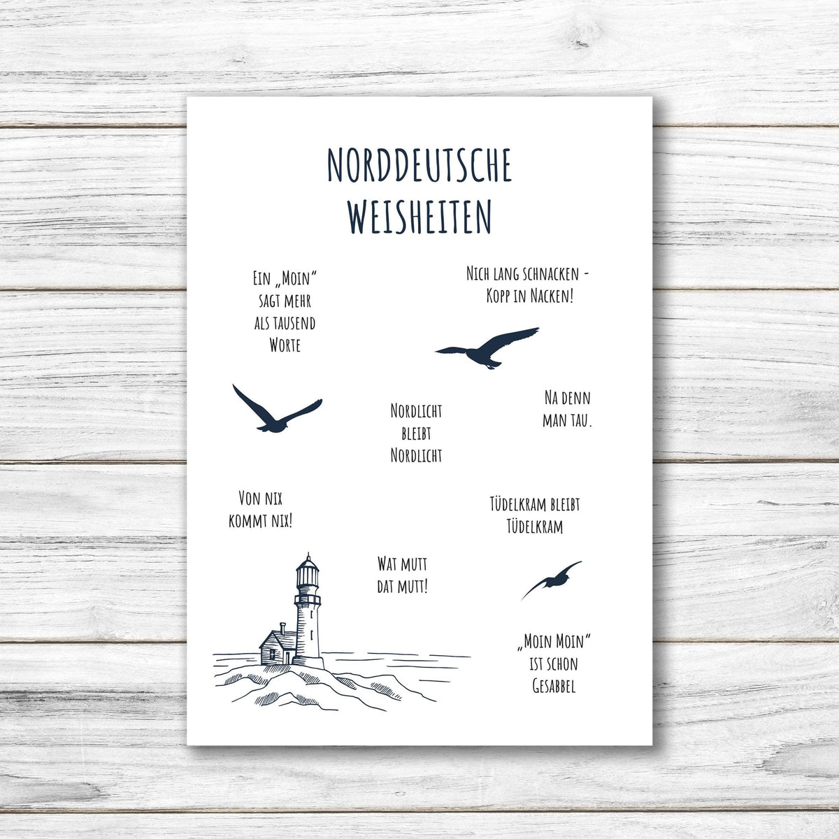 Postkarte • Ansichtskarte • norddeutsche Grußkarte • maritim "Norddeutsche Weisheiten" - DIN A6