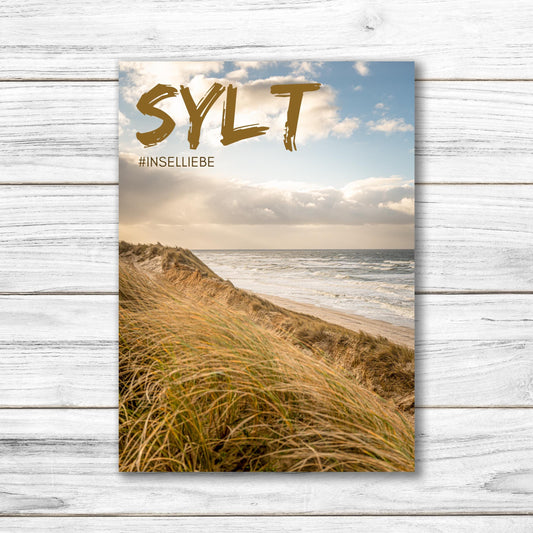 Postkarte, Ansichtskarte Sylt - auf Wunsch mit Kartenhalter aus Buchenholz
