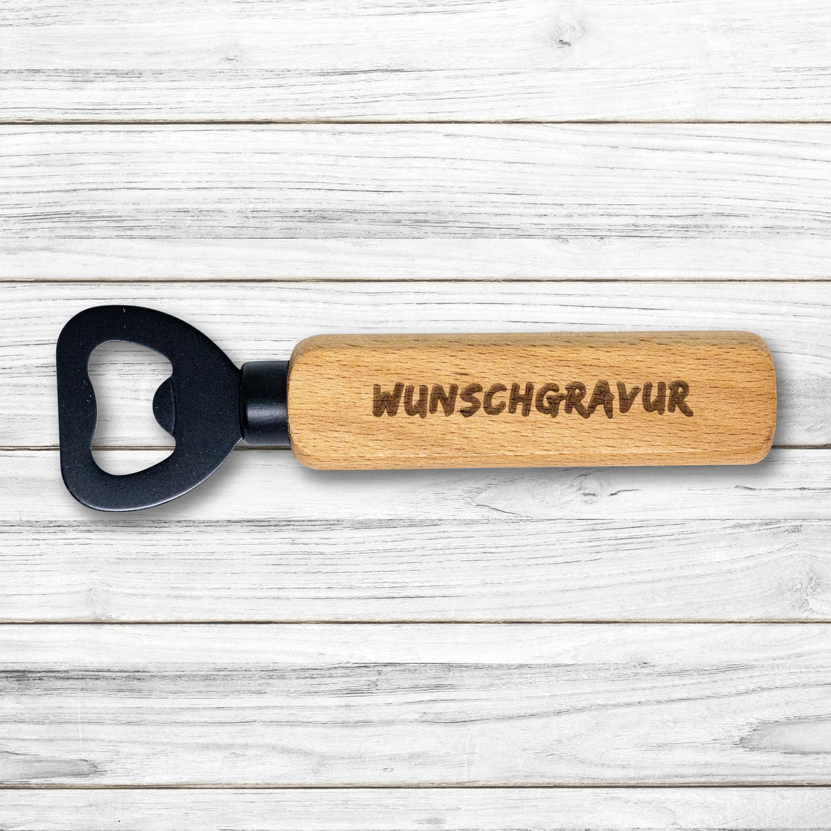 Flaschenöffner / Kapselheber mit schwarzer Edelstahl Klinge • FSC® Buche lackiert • individuelle Gravur • personalisiert