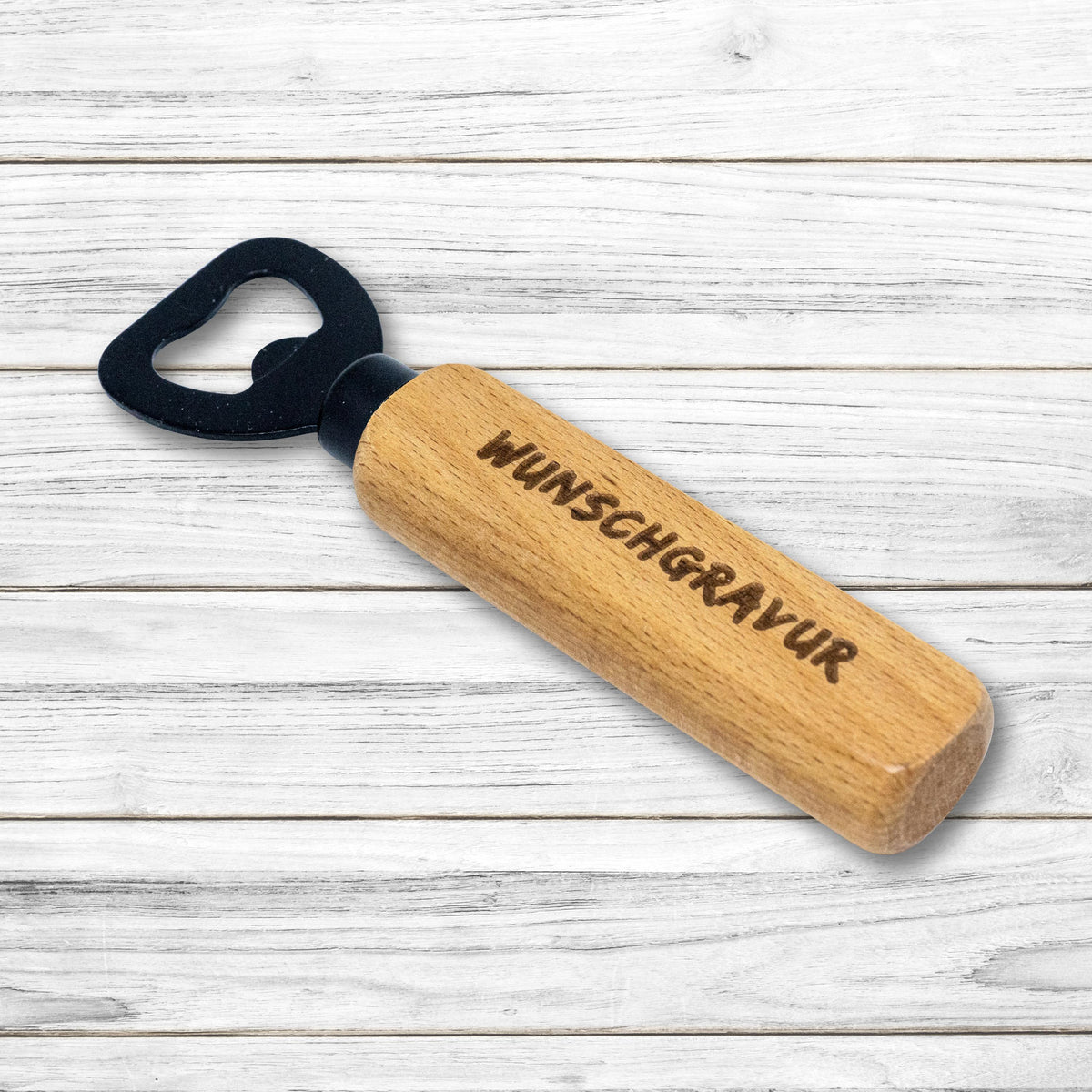 Flaschenöffner / Kapselheber mit schwarzer Edelstahl Klinge • FSC® Buche lackiert • individuelle Gravur • personalisiert