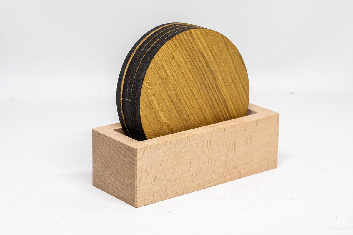 Bierdeckelhalter aus Buchenholz – Aufsteller 12,5 x 5 x 4 cm mit individueller Wunschgravur