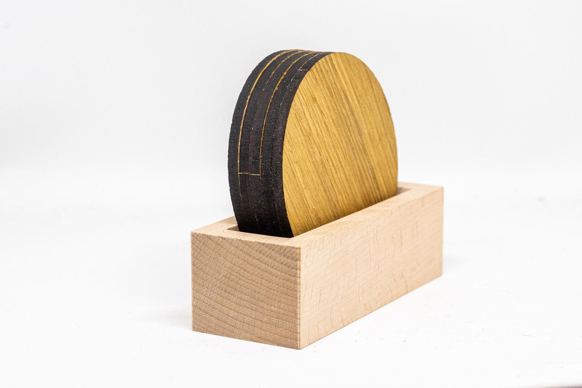 Bierdeckelhalter aus Buchenholz – Aufsteller 12,5 x 5 x 4 cm mit individueller Wunschgravur