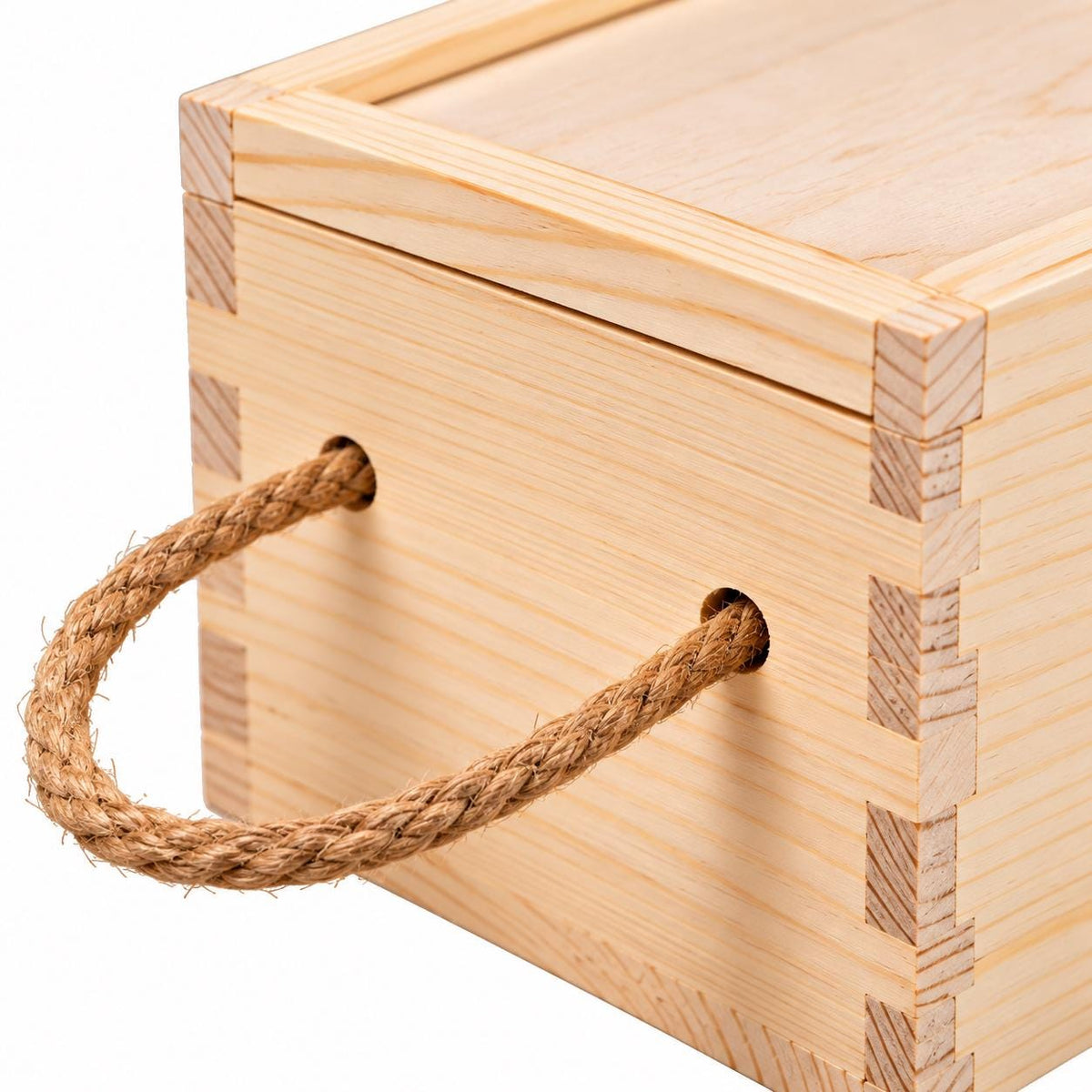Holz Weinkiste mit Jute Kordel aus FSC Fichte für eine Flasche - 35 x 11 x 10 cm - mit Wunschgravur