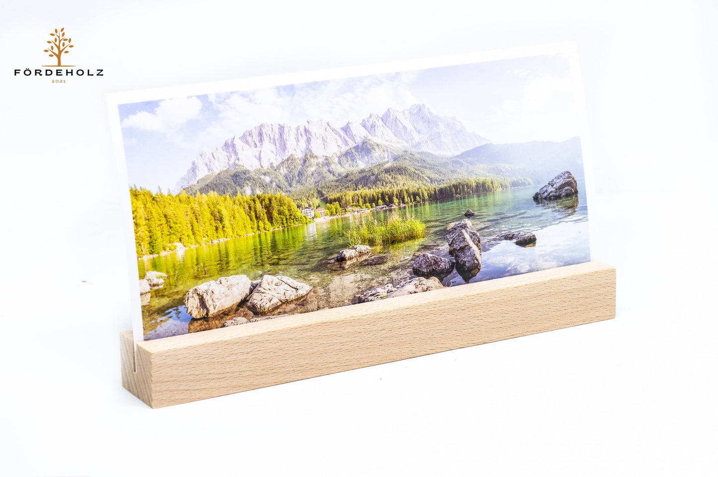 XL Foto- und Kartenhalter aus Holz, Holzkartenhalter, Kartenaufsteller, Buchenholz mit Wunschgravur