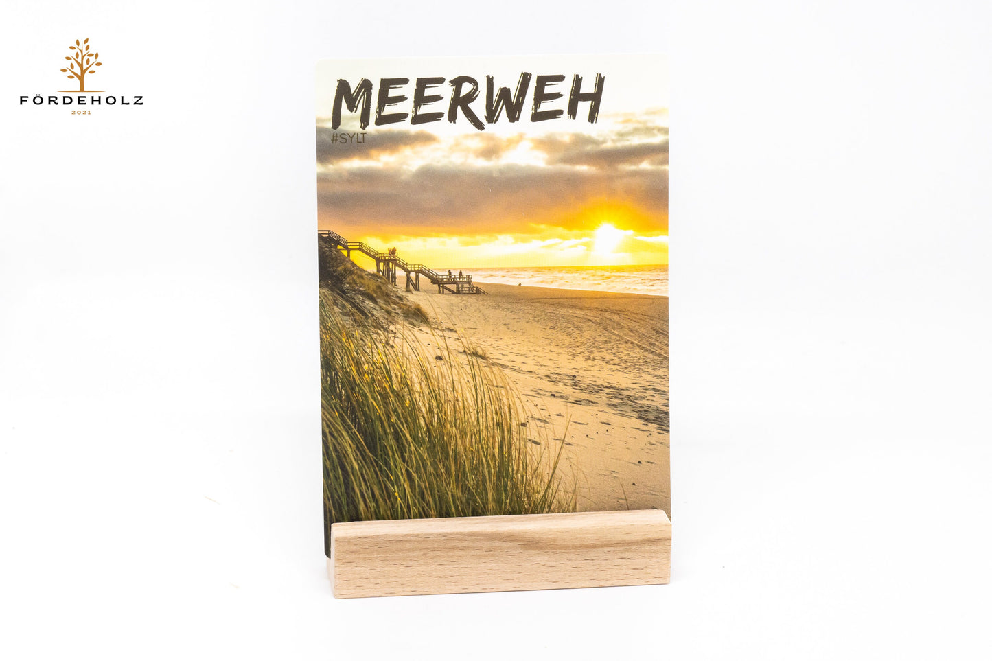 Postkarte "Meerweh" - Sylt  - auf Wunsch mit Kartenhalter aus Buchenholz